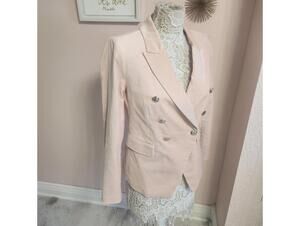 White House Black Market pink velvet blazer double breasted jacket 4